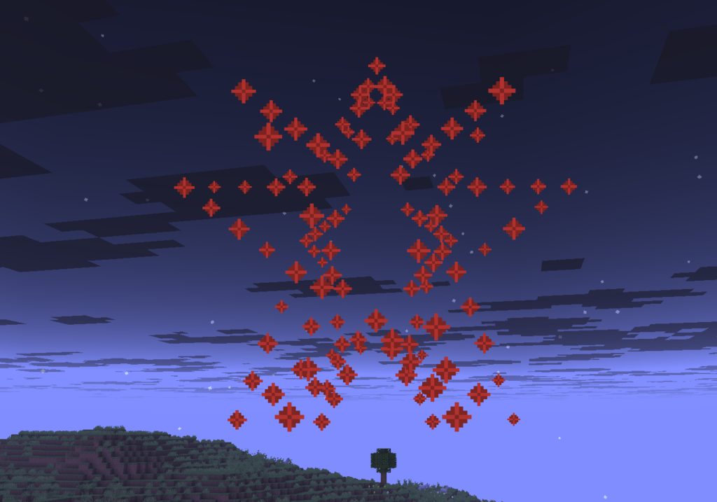 金塊を使用して作成した花火による星型の花火