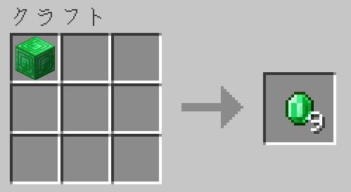 エメラルドブロックはエメラルド9個にすることが出来る