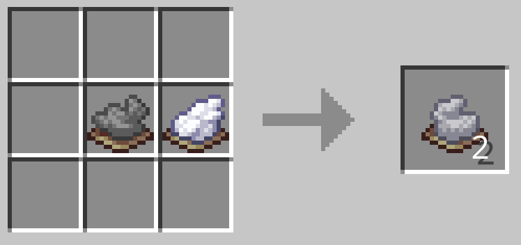 灰色の染料1つと白色の染料1つで薄灰色の染料が2つできる