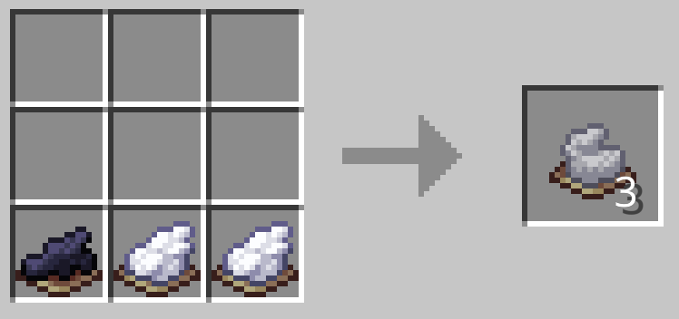 黒色の染料1つと白色の染料2つで薄灰色の染料が3つできる