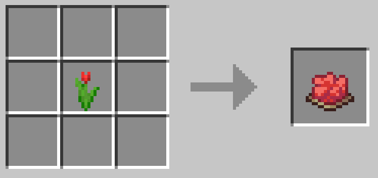 赤色のチューリップ1つで赤色の染料1つができる