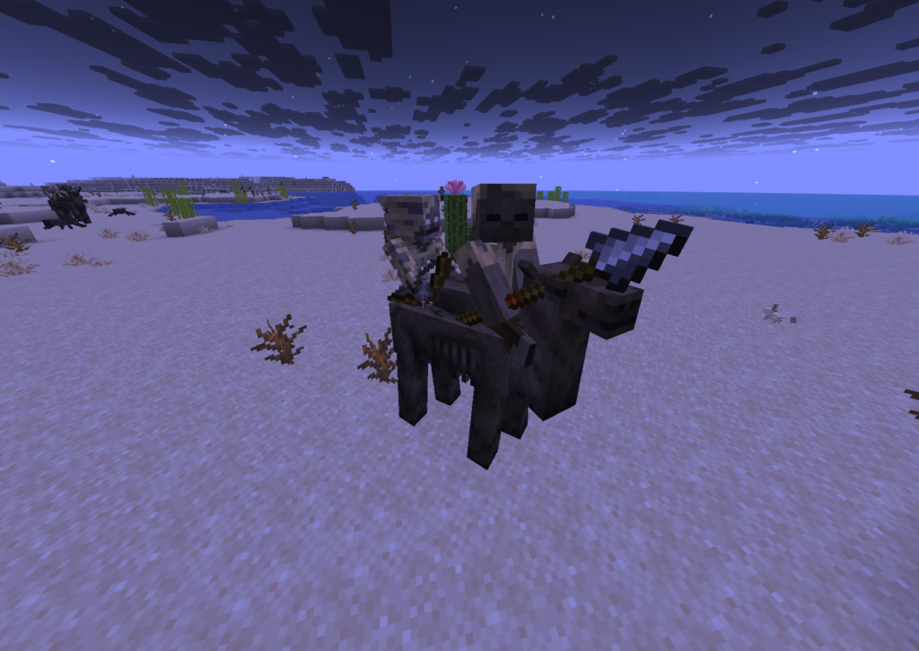 ラクダハスクの上でハスクの後ろに乗るパーチド