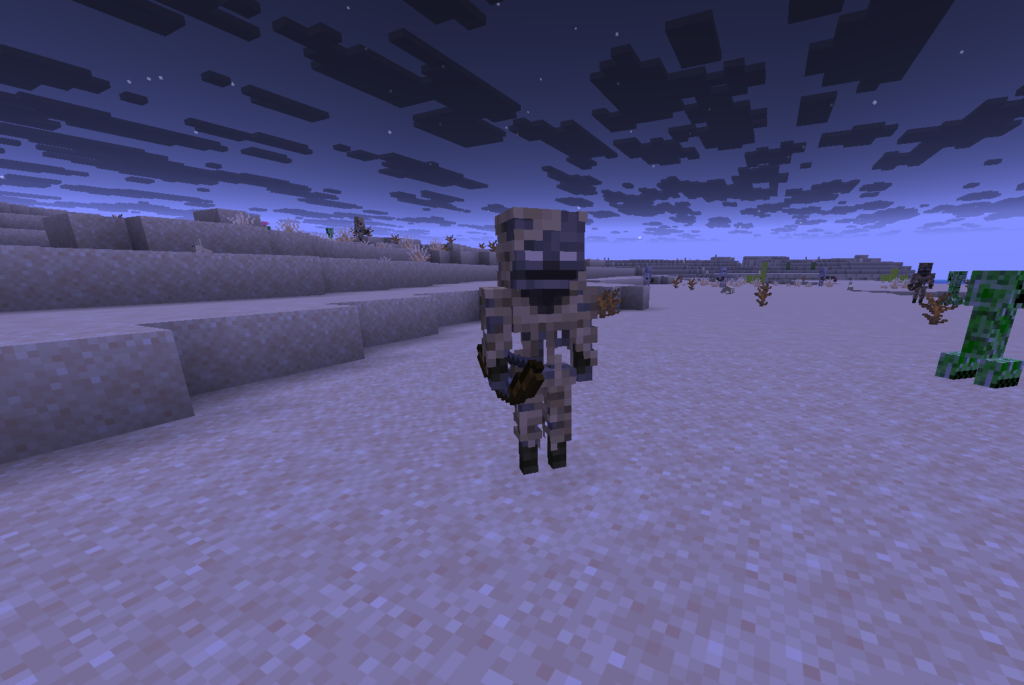 暗い夜の砂漠で立つパーチド