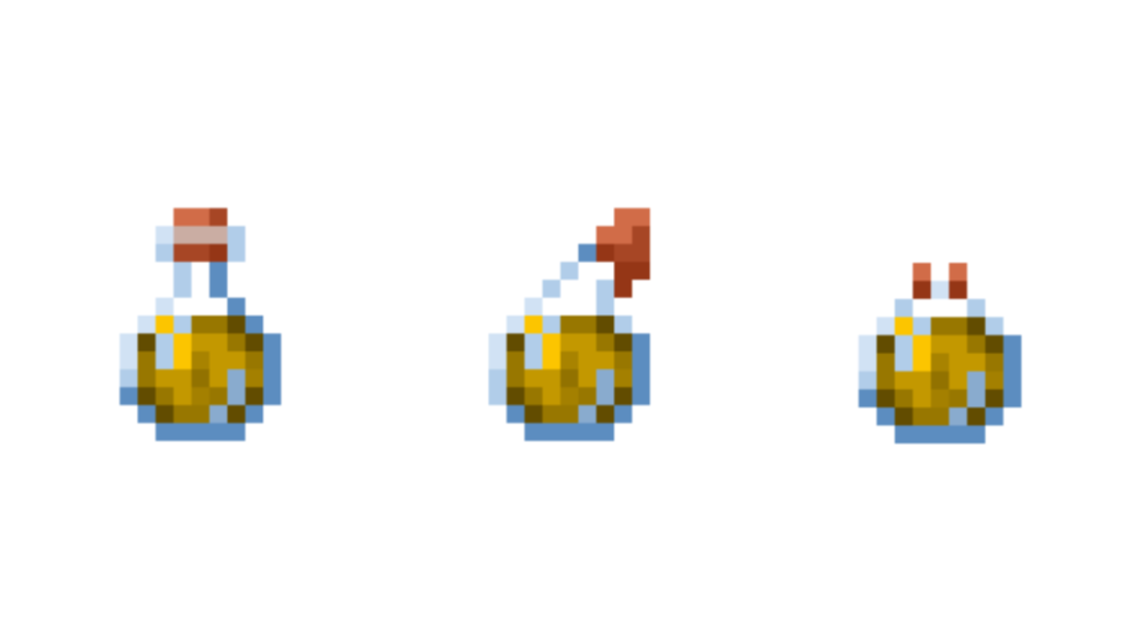 力のポーションと力のスプラッシュポーションと力の残留ポーションが並んだ画像